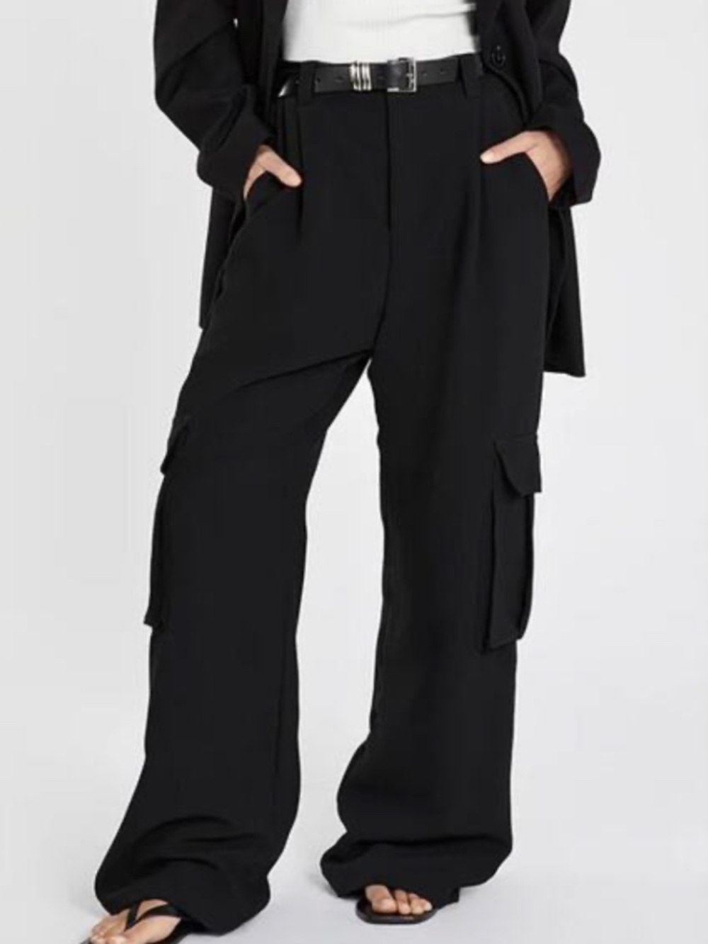 DISSH Wide-Leg Black Cargo Pants